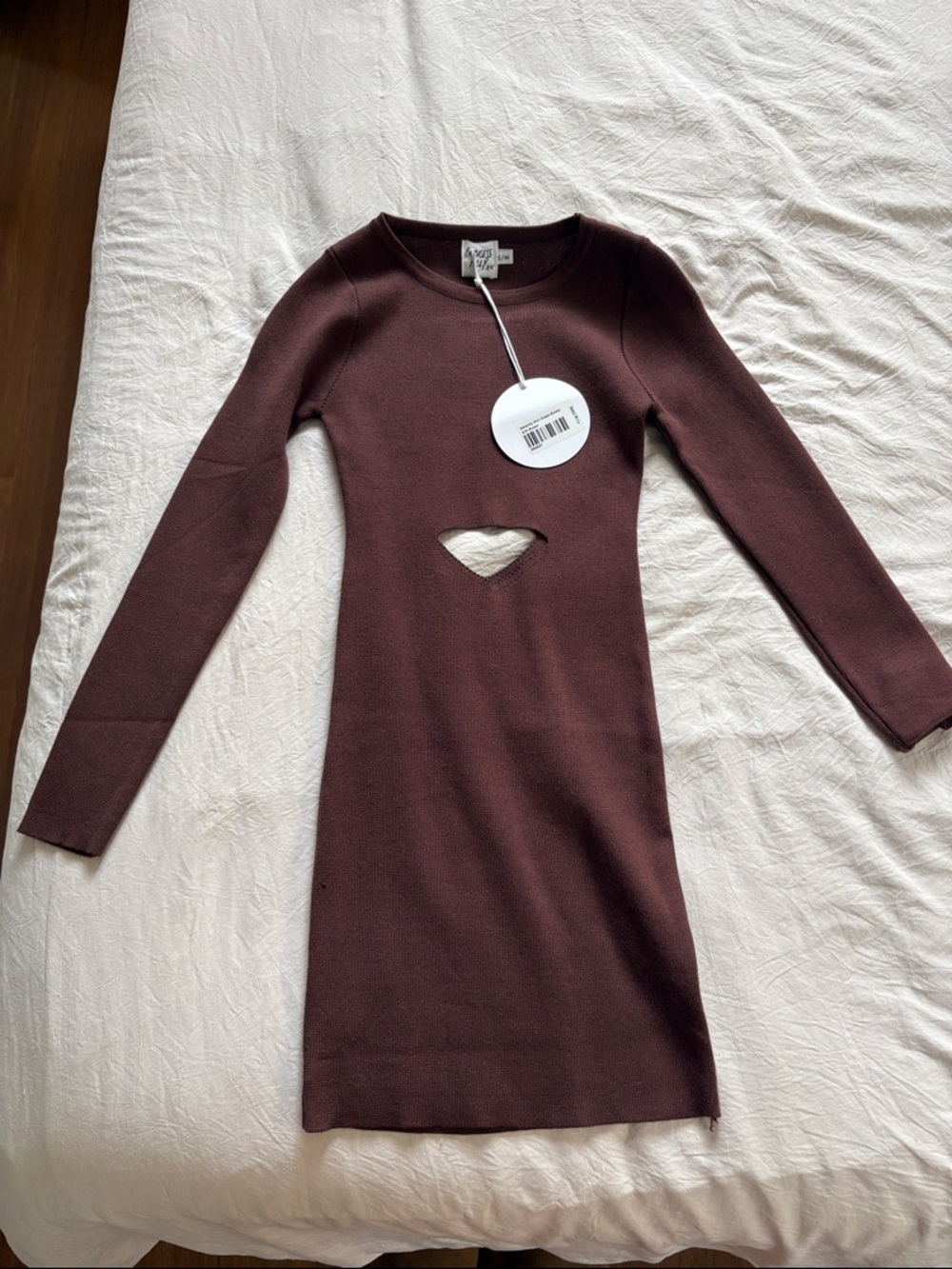 Princess Polly Long Sleeve Cutout Bodycon Dress in Burgundy